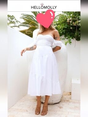 Fortunate one - HELLO MOLLY Seaside Picnic Midi White Dress US Size 10